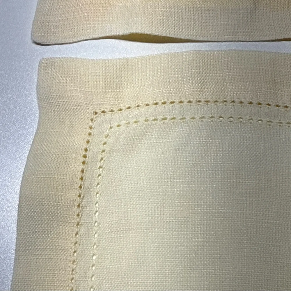 VTG (6) Williams Sonoma Linen Double Hemstitched Placemat/Napkins Yellow Hungary